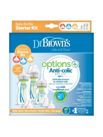 Dr. Brown's Σετ Πλαστικά Μπιμπερό Options+ Baby Bottle Starter Kit Κατά των Κολικών με Θηλή Σιλικόνης 270ml για 0+ μηνών 12τμχ