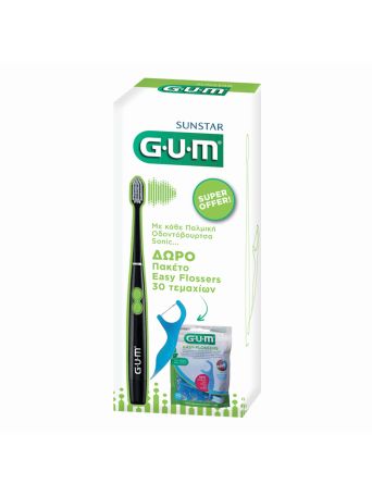 Gum Sonic Βlack & Δώρο Easy Flossers 30 τμχ 