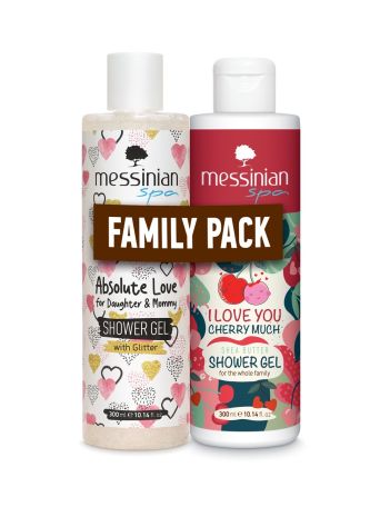 MESSINIAN SPA FAMILY PACK DAUGHTER MOMMY SHOWER GEL 300ML AND I LOVE YOU CHERRY MUCH SHOWER GEL 300ML